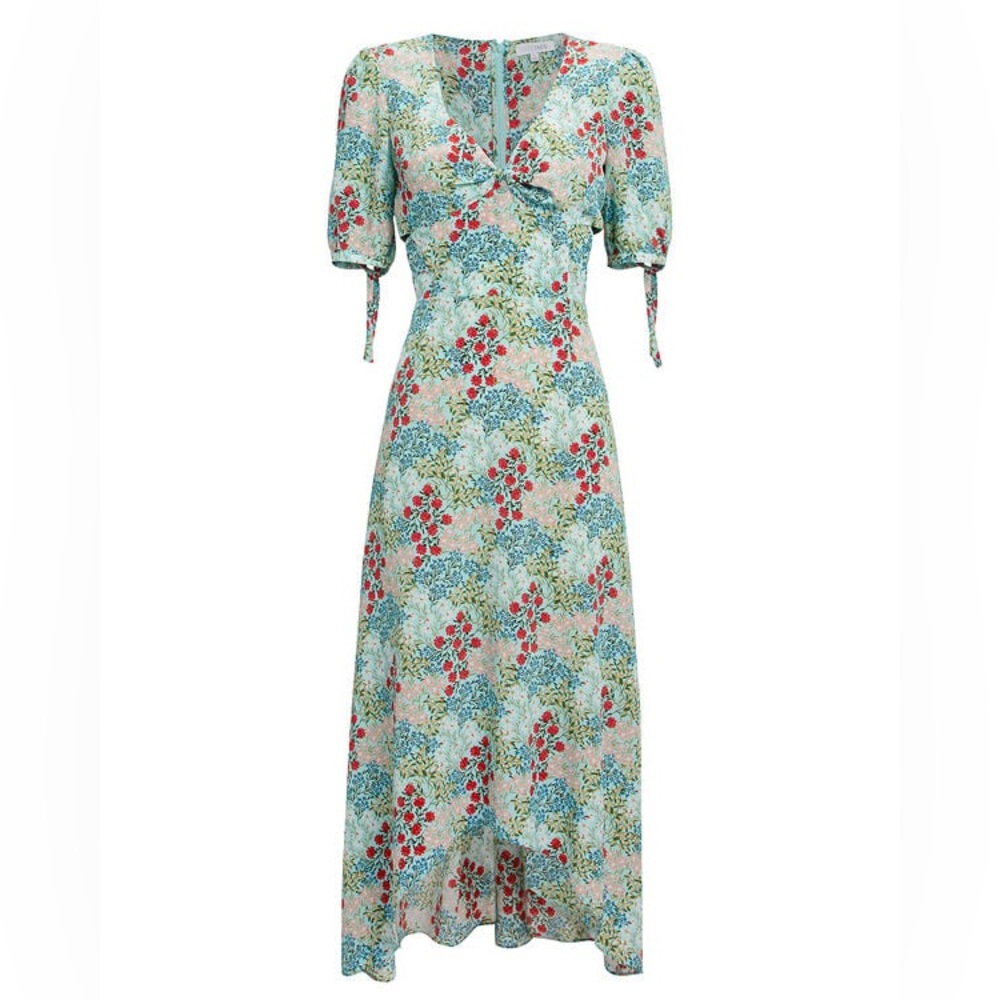 INTERMIX Ness Silk Floral High-Low Dress